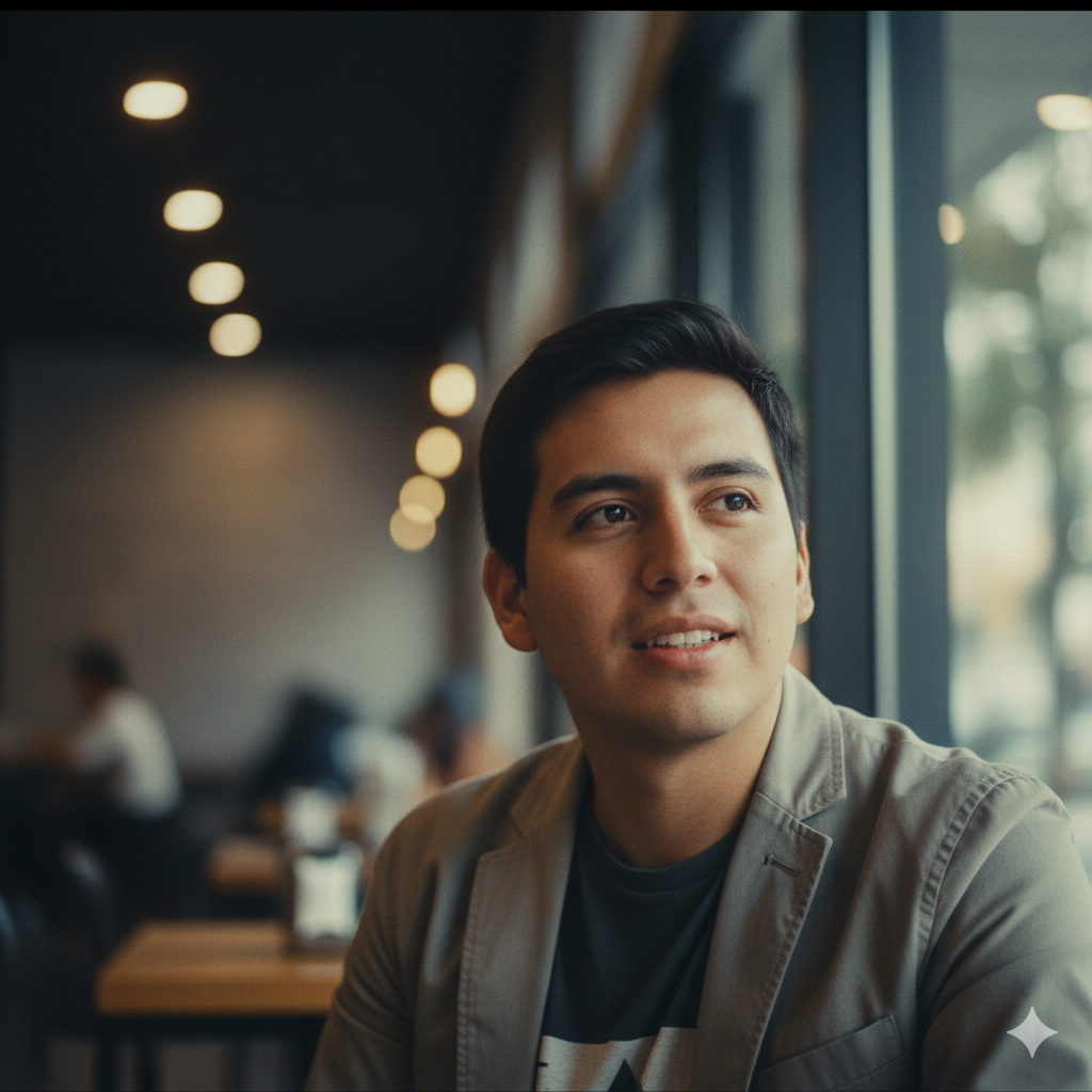 Un joven emprendedor pensando en su próximo proyecto